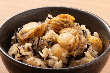 ホタテとひじきの炊き込みご飯