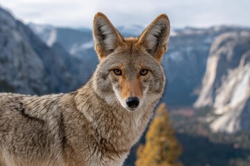 Fototapeta premium Coyote image at Glacier Point Yosemite