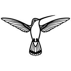 Hummingbird Illustration with Extended Wings, Perfect for Stencil or Logo Design