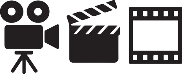 Video and film shooting icon set ,camera, clapboard & film symbols for app, website, design element. movie concept. vector.eps
