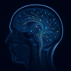 human head with brain