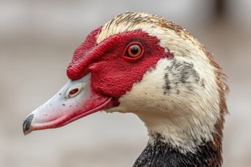 Detailed view of a Muscovy duck
