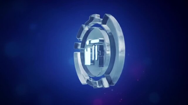 Sleek Gear Icon: An emblem of technology, a metallic gear icon set against a deep blue background, radiating a futuristic aesthetic.
