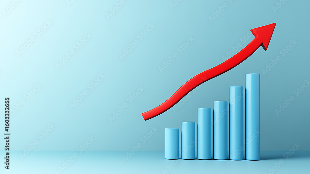 Poster growth chart: a dynamic representation of upward progression, showcasing escalating blue columns cap