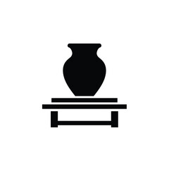Black vase on wooden stand icon ceramic clay