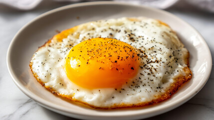 Close-Up of a Crispy Fried Egg With a Golden Yolk