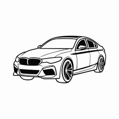 Naklejka premium Sleek black sedan car outline automobile vehicle