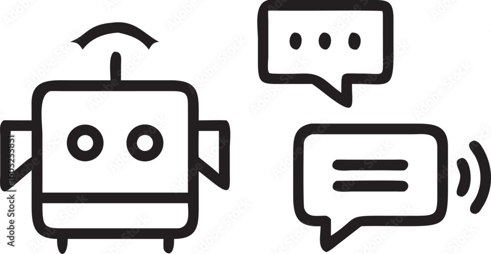 Poster chatbot speech bubble icon with a message symbol inside communication