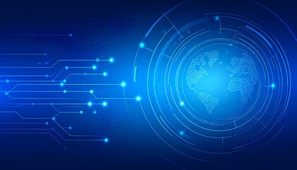 Abstract digital technology background with a world map