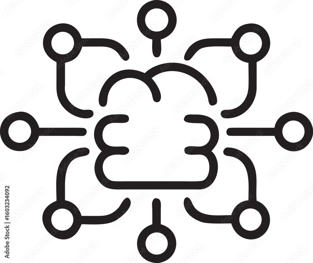 Poster collection of 48 outline icons for web and mobile applications line art