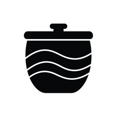 Black pot with wavy lines container