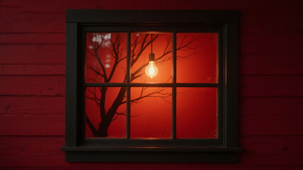 Obraz premium window in the night with bulb 