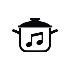 Black pot with musical notes symbol icon
