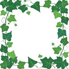 Green Ivy Leaf Frame on White Background