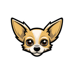 Charming chihuahua head illustration featuring large expressive eyes and prominent ears in a fun cartoon style