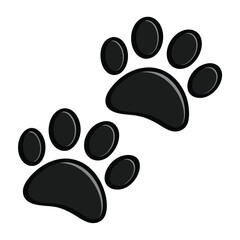 Two black paw prints on white animal tracks graphic