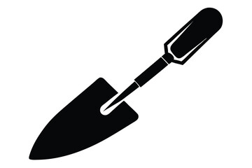 Black Garden Trowel Illustration Planting, Gardening, and Outdoor Tool Icon Depicted Simply