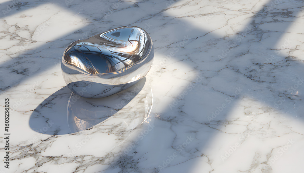 Aufkleber a sleek polished object on marble, abstractly representing modern communication with soft reflection