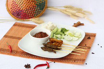 Grilled skewered meat with peanut sauce or Satay/Malaysian satay