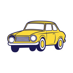 Yellow vintage coupe automobile blue