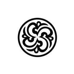 Circular black ornate symbol white