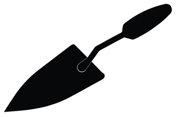 Black Trowel Silhouette Hand Tool Icon for Gardening, Masonry, Construction and Planting