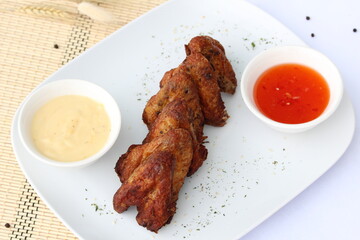 Grilled skewered meat with peanut sauce or Satay/Malaysian satay