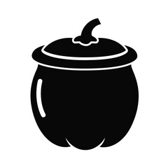 Pumpkin shaped pot icon black silhouette