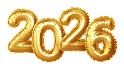 Golden Balloon Number Display Representing 2026, A Bright and Cheerful Vector Illustration Concept for New Year Celebrations and Events