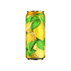 Fototapeta premium Refreshing Lemon and Mint Soda Can Design