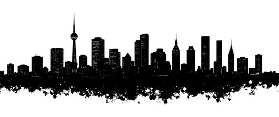 Naklejka premium Toronto skyline in a grunge style, black and white, representing Canadian urban culture