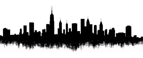 Obraz premium Stylized city skyline silhouette in black and white