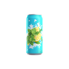 Fototapeta premium Refreshing Lemon Mint Soda Can Mockup