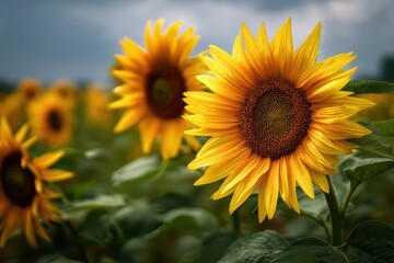 Fototapeta premium Lovely sunflowers in the meadow