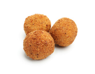 Delicious fried croquette balls isolated on white