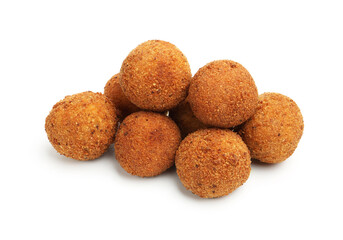 Delicious fried croquette balls isolated on white