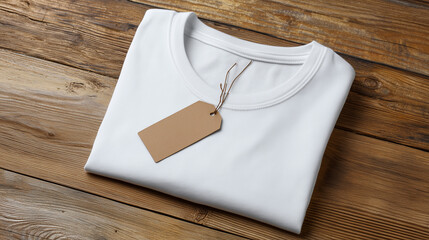 White t-shirt folded with blank tag label