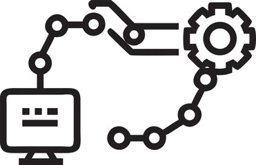 Obraz premium Silhouette of a vintage robot with a single eye and antenna retro automaton