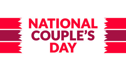 National Couple’s Day text with side lines on a White background. Which is observed every year in August to celebrate National Couples Day.