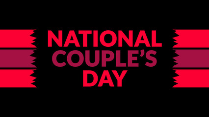National Couple’s Day text with side lines on a black background. Which is observed every year in August to celebrate National Couples Day.