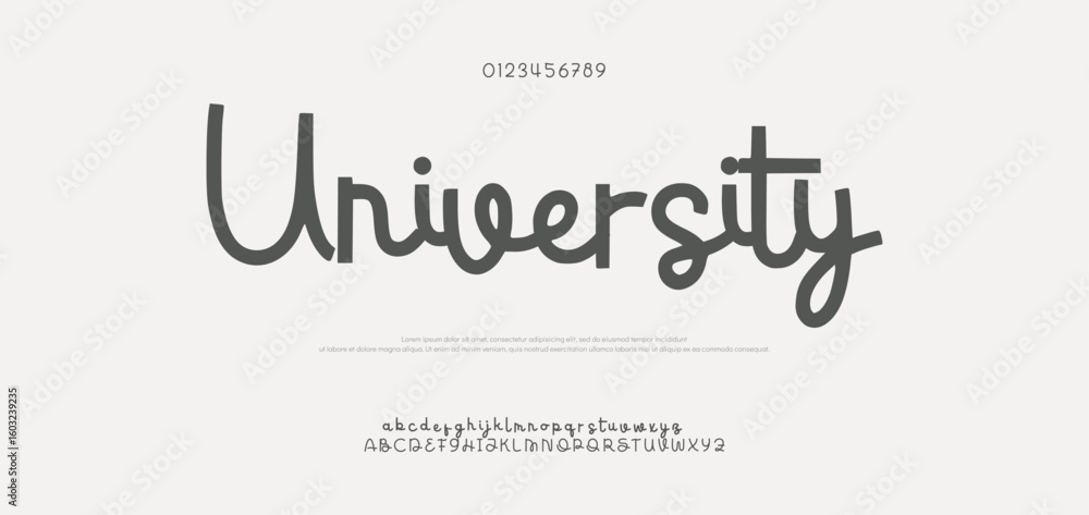 Fototapete hand drawn font uppercase lowercase and number. modern monoline signature script font. elegant signa