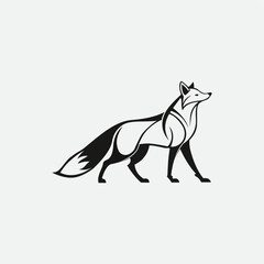 Fototapeta premium Stylized fox silhouette walking forward isolated on white background.
