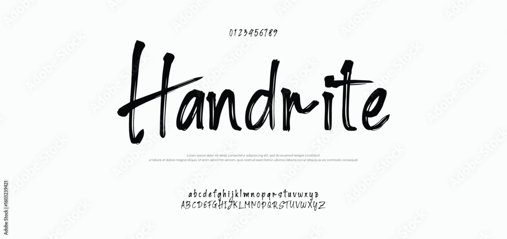 Fototapete hand drawn font uppercase lowercase and number. modern monoline signature script font. elegant signa