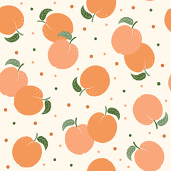 Cute apricot seamless pattern,vector illustration.