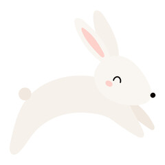 Kawaii rabbit, bunny, hare looking up isolated on transparent. Flat vector illustration. Cute cartoon character. Mid Autumn Festival, Tsukimi, Chuseok festive design element, holiday clip art
