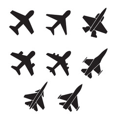 Fighter jet icon vector set. Air Force sign collection