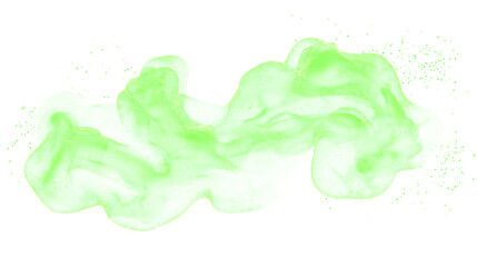 Toxic green smoke trail for magic spells, chemical gas or sci-fi effects isolated on transparent background