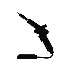 Black silhouette of a soldering iron with cord tool