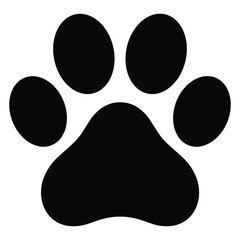 Simple black paw print silhouette for pets and animals