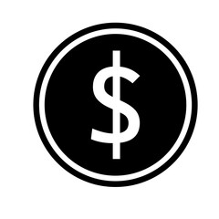 Dollar Sign in Circle Icon Black and White
